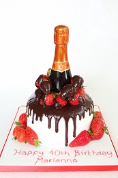 chocolate strawberry drip cake